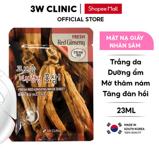 Mặt nạ giấy dưỡng da 3W Clinic Hàn Quốc chiết xuất nhân sâm giúp chống lão hóa trắng da và mềm mịn da Lẻ Miếng 23ml