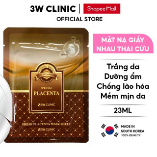 Mặt nạ giấy dưỡng da 3W Clinic Hàn Quốc chiết xuất từ Nhau Thai Cừu giúp da trắng da và mềm mịn Lẻ Miếng 23ml