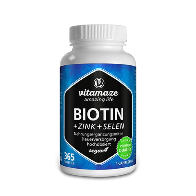 Viên uống da tóc móng Biotin Vitamaze 10mg Hochdosiert + Zink + Selen - 365Viên