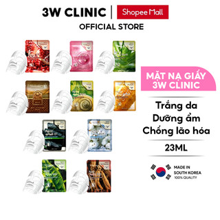 Mặt nạ giấy dưỡng da 3W CLINIC Hàn Quốc chiết xuất từ thiên nhiên giúp trắng da dưỡng ẩm và mềm mịn da lẻ miếng 23ml