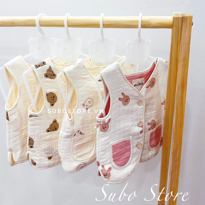 MOCHEE Áo gile xô muslin cao cấp Áo ghile cho bé từ sơ sinh tới 11kg