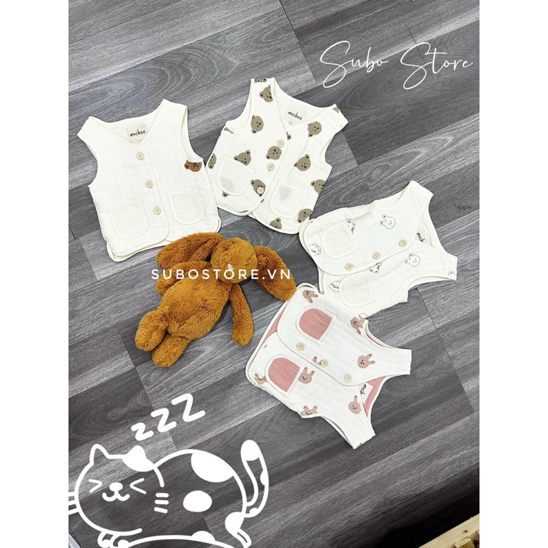 MOCHEE Áo gile xô muslin cao cấp Áo ghile cho bé từ sơ sinh tới 11kg