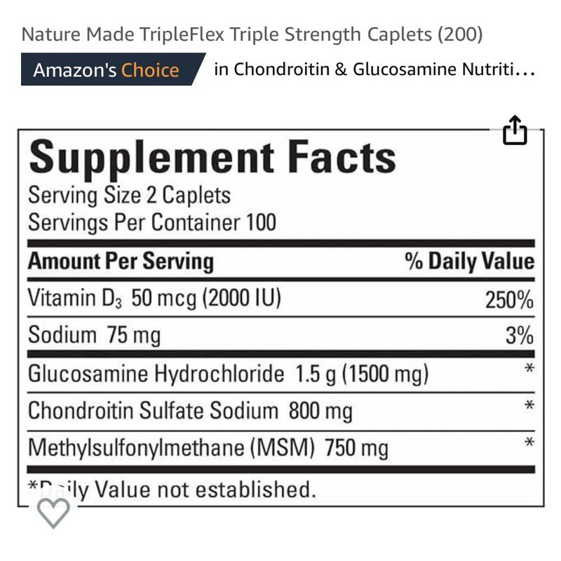 Viên uống Triple Flex Nature Made 200 viên