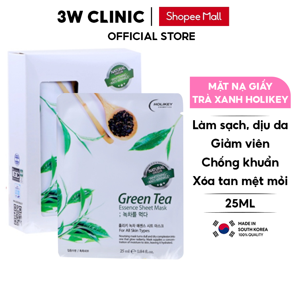 Mặt nạ giấy dưỡng da HOLIKEY Hàn Quốc chiết xuất từ Trà Xanh giúp ngăn ngừa mụn / làm trắng da dưỡng ẩm và mềm mịn 25ml