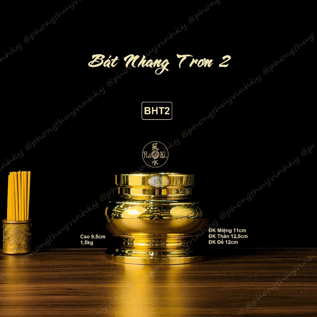 Lư Hương Trơn 11cm - Vật Phẩm Đồng Thờ Cúng Vĩnh Tiến Chất Lượng Cao