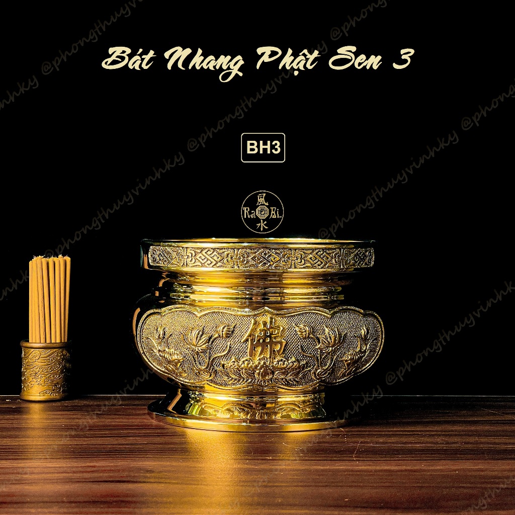 Lư Hương Tròn 15cm - Vật Phẩm Đồng Thờ Cúng Vĩnh Tiến Chất Lượng Cao