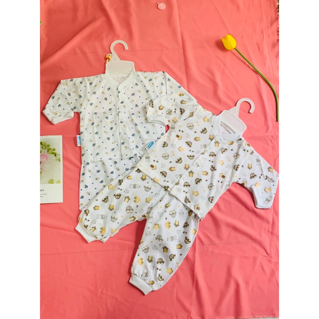 BỘ THUN COTTON SƠ SINH TRẮNG DÀI TAY MTK