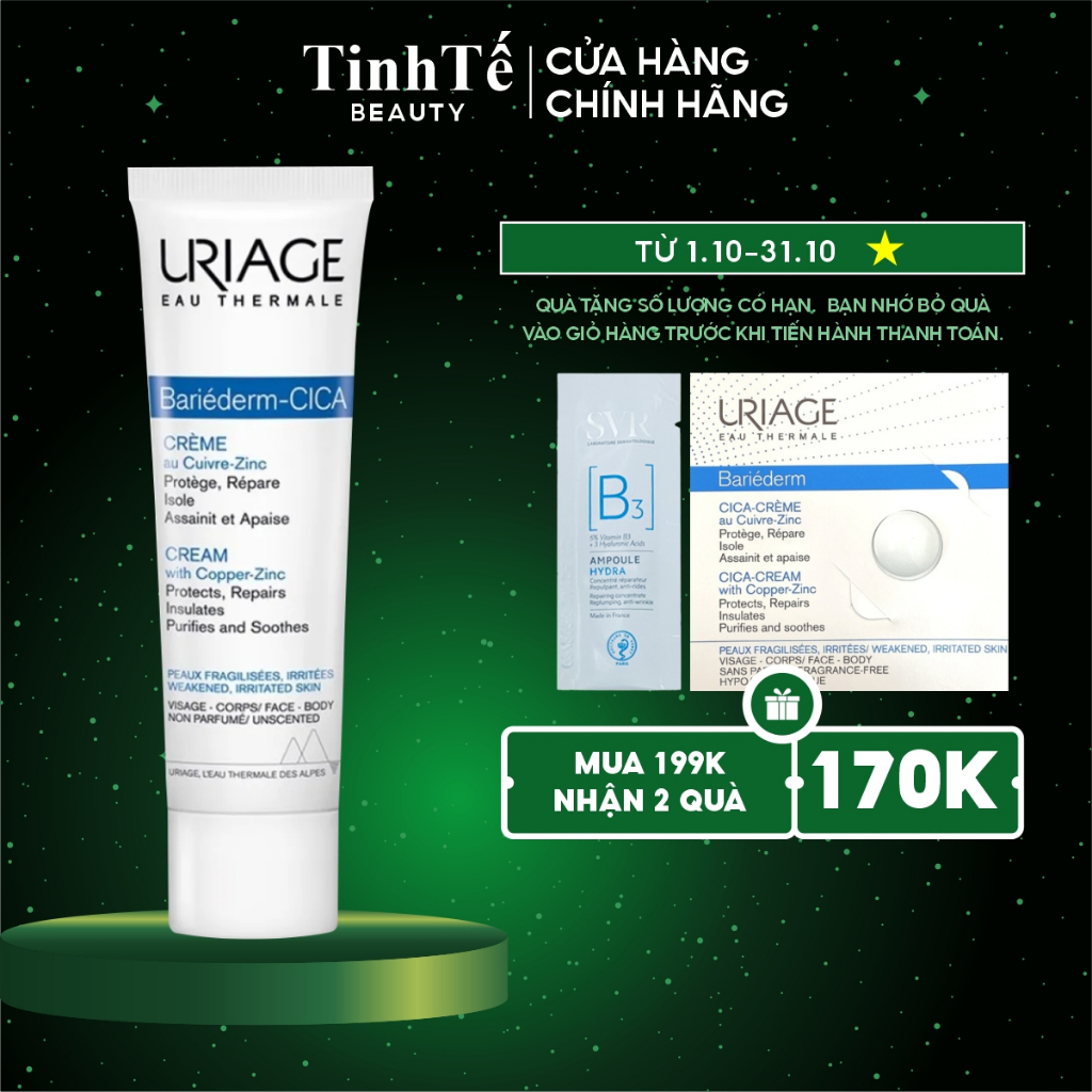 Kem làm dịu, làm lành và phục hồi da tổn thương URIAGE BARIÉDERM CICA-CRÈME 15ML/40ml