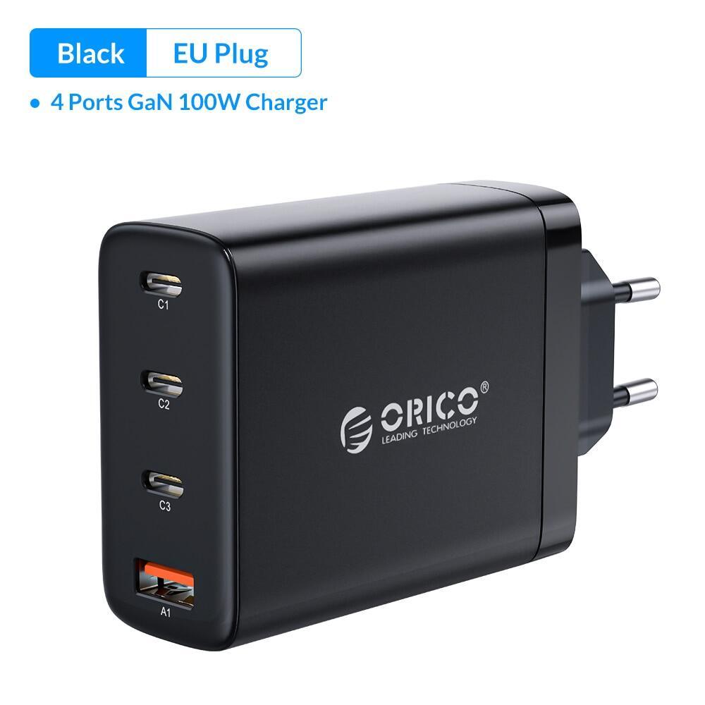 Bộ Sạc Nhanh GaN PD 100W USB Type C PD3.1 Quick Charge 4.0 3.0 Chân cắm US kèm đầu chuyển EU