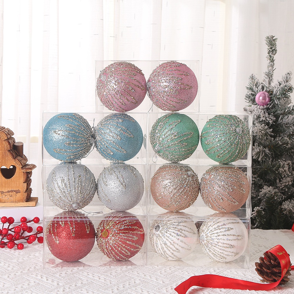 E67 Set Quả Châu Xốp Trang Trí Sang Trọng 8cm, 10cm Trang Trí Cây Thông Giáng Sinh
