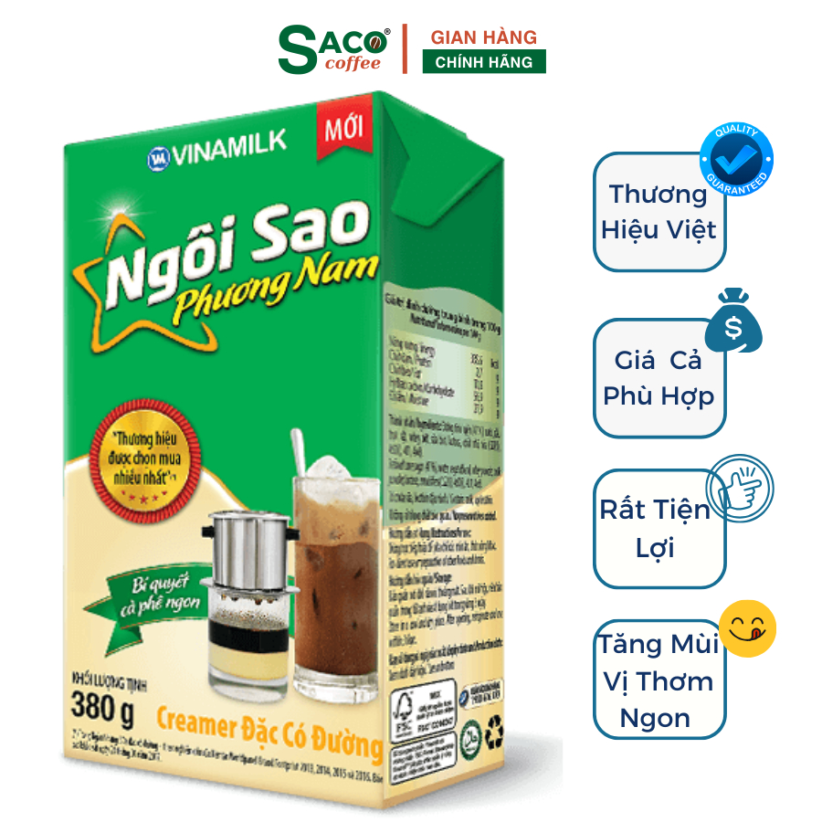 Sữa đặc ngôi sao phương nam giấy 380g, NSX luôn mới từ VINAMILK