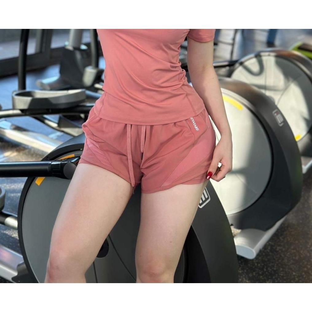 Quần thể thao nữ gym_yoga hai lớp chất thun lạnh mát, co dãn có 2 túi khóa