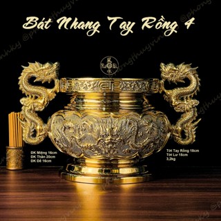  Lư Hương Tay Rồng 16cm - Vật Phẩm Đồng Thờ Cúng Vĩnh Tiến Chất Lượng Cao 