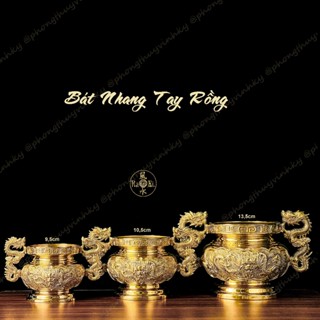  Lư Hương Tròn Tay Rồng - Vật Phẩm Thờ Cúng Đồng Vĩnh Tiến Chất Lượng Cao 