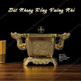  Lư Nhang Rồng Vuông - Bát Hương Đồng 25cm - Vật Phẩm Đồng Thờ Vĩnh Tiến Chất Lượng Cao 