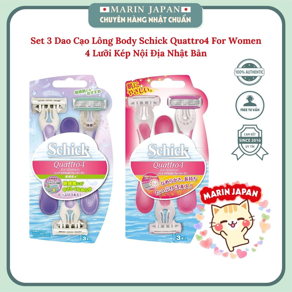 Dao Cạo Lông Body Schick Quattro4 For Women Có 4 Lưỡi Kép Nội Địa Nhật