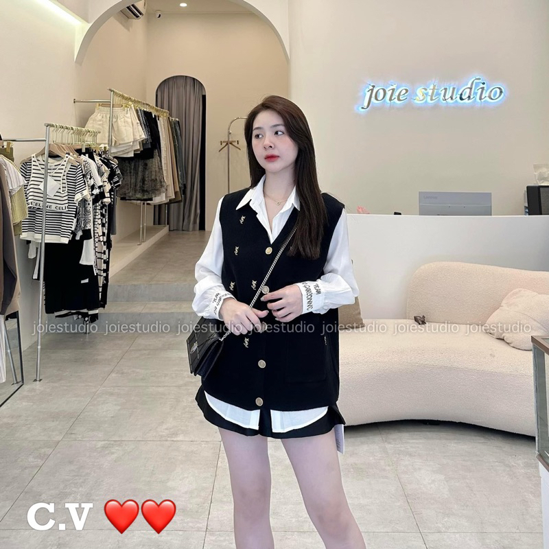 Sét áo sơ mi gile len thêu y.s.l QCCC