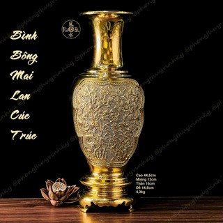 Bình Bông Mai Lan Cúc Trúc - Vật Phẩm Thờ Cúng Đồng Vĩnh Tiến Chất Lượng Cao