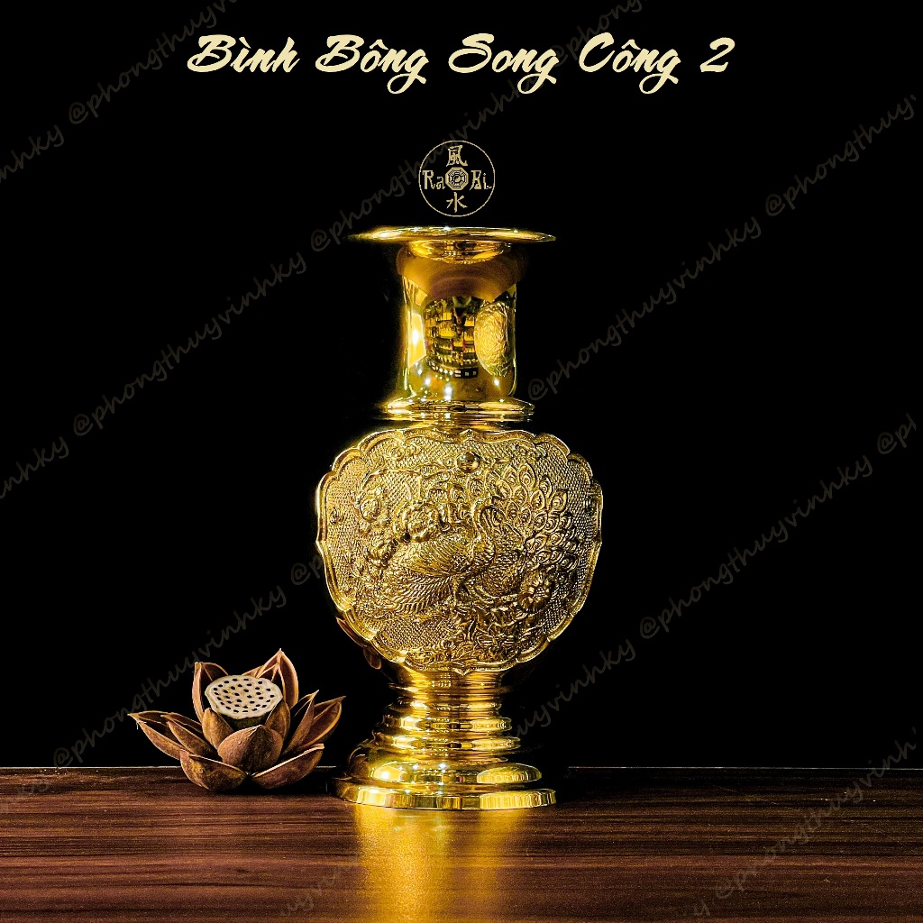 Bình Bông Song Công 2 - Vật Phẩm Đồng Thờ Cúng Vĩnh Tiến Chất Lượng Cao