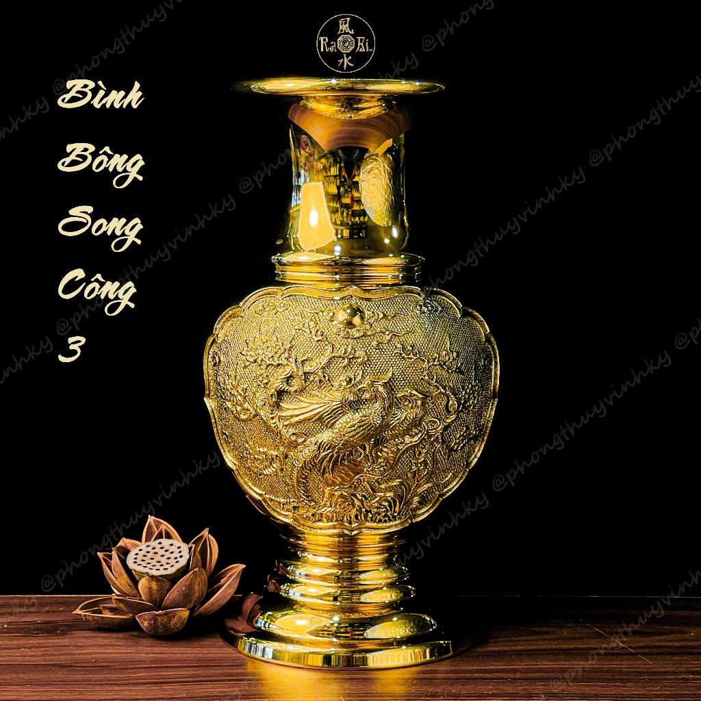 Bình Bông Song Công 3 - Vật Phẩm Đồng Thờ Cúng Vĩnh Tiến Chất Lượng Cao