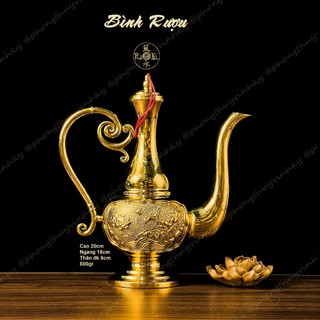 Bình Rượu Vàng Bóng - Vật Phẩm Đồng Thờ Cúng Vĩnh Tiến Chất Lượng Cao