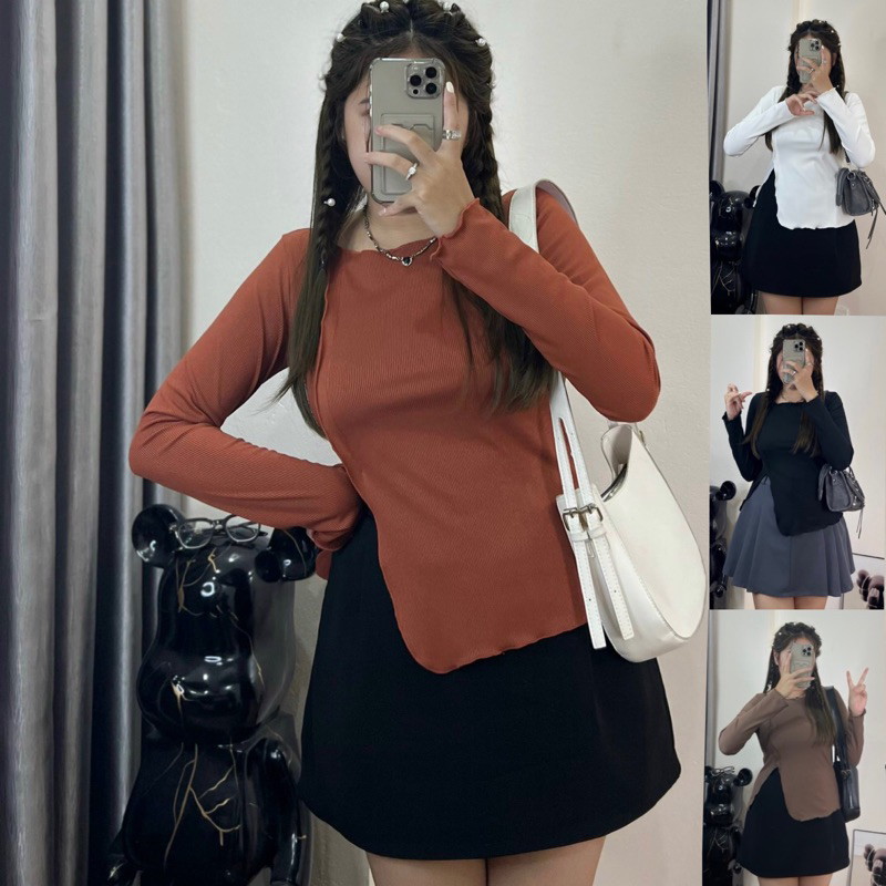 Áo Thun Tăm Viền Bèo Xẻ Tà Bigsize HOT HIT AT37