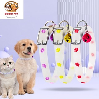  Vòng Đeo Cổ Bằng Silicon Cho Chó Mèo Vòng Đeo Cổ Dạ Quang Có Chuông Chống Thất Lạc Cho Thú Cưng Họa Tiết Đáng Yêu 