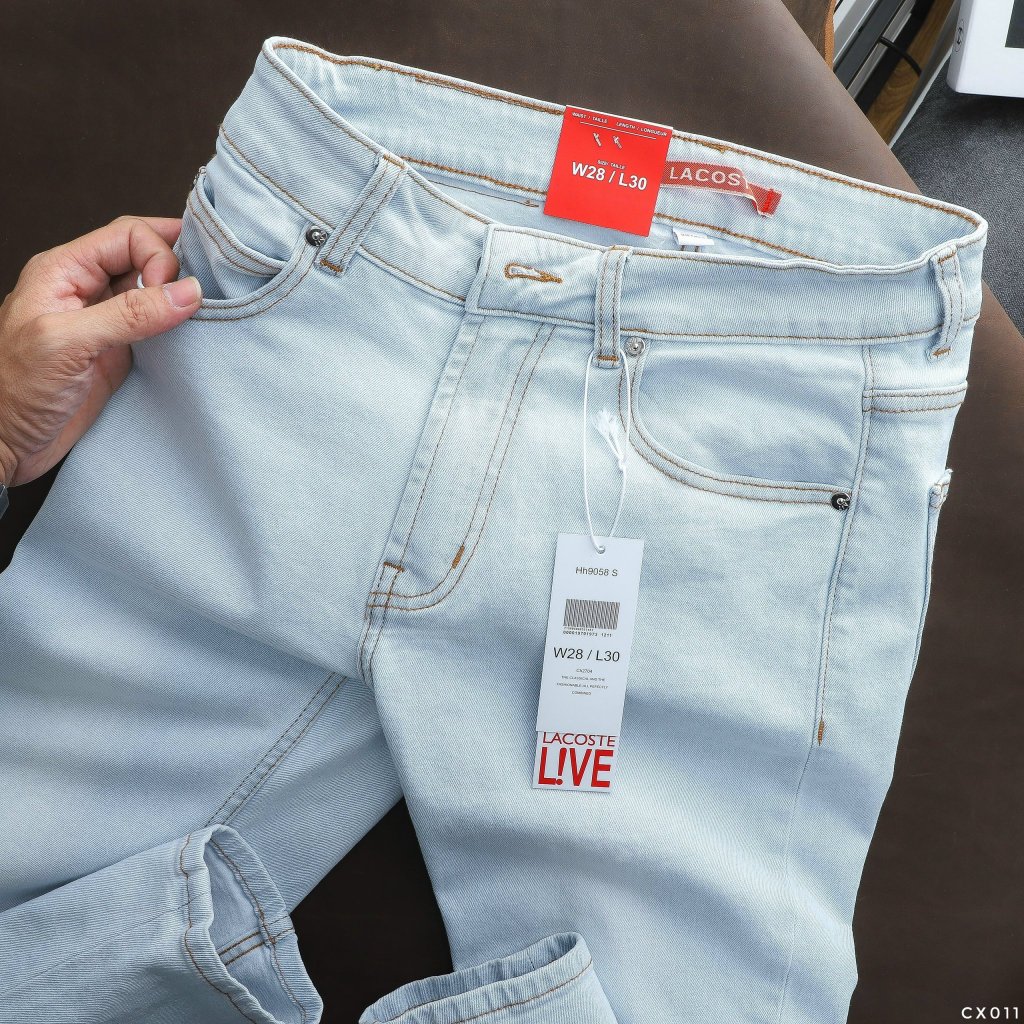 Quần jean dài nam Lcst xanh nhạt,Form Slimfit,chất vải co dãn,ống quần 15 - 18cm,hàng xuất dư-JLC 210416