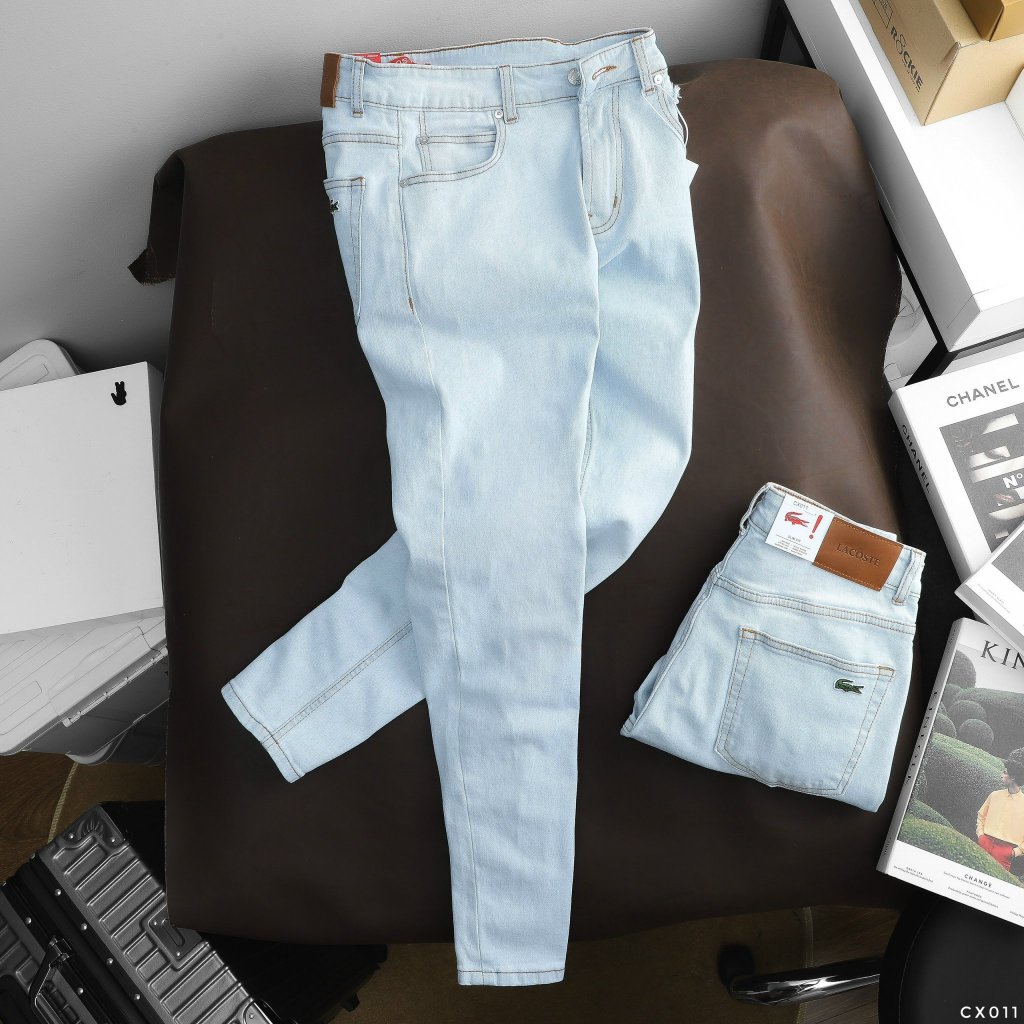 Quần jean dài nam Lcst xanh nhạt,Form Slimfit,chất vải co dãn,ống quần 15 - 18cm,hàng xuất dư-JLC 210416