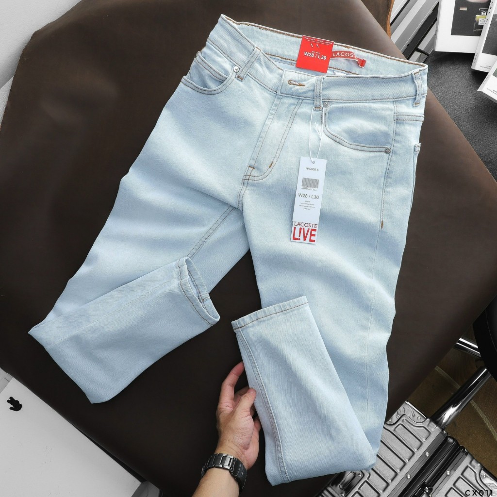 Quần jean dài nam Lcst xanh nhạt,Form Slimfit,chất vải co dãn,ống quần 15 - 18cm,hàng xuất dư-JLC 210416