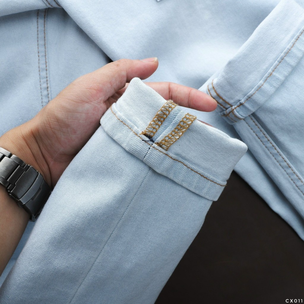 Quần jean dài nam Lcst xanh nhạt,Form Slimfit,chất vải co dãn,ống quần 15 - 18cm,hàng xuất dư-JLC 210416