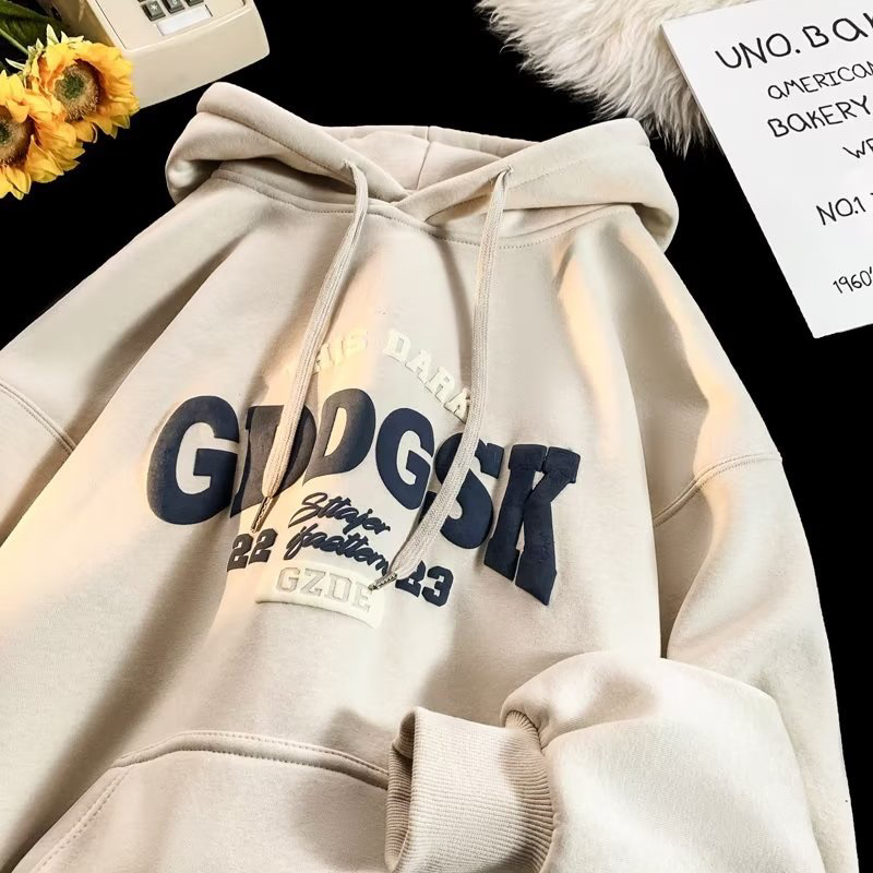 Áo nỉ hoodie GDDGSK mũ 2 lớp phom rộng tay bồng hình in nổi sắc nét