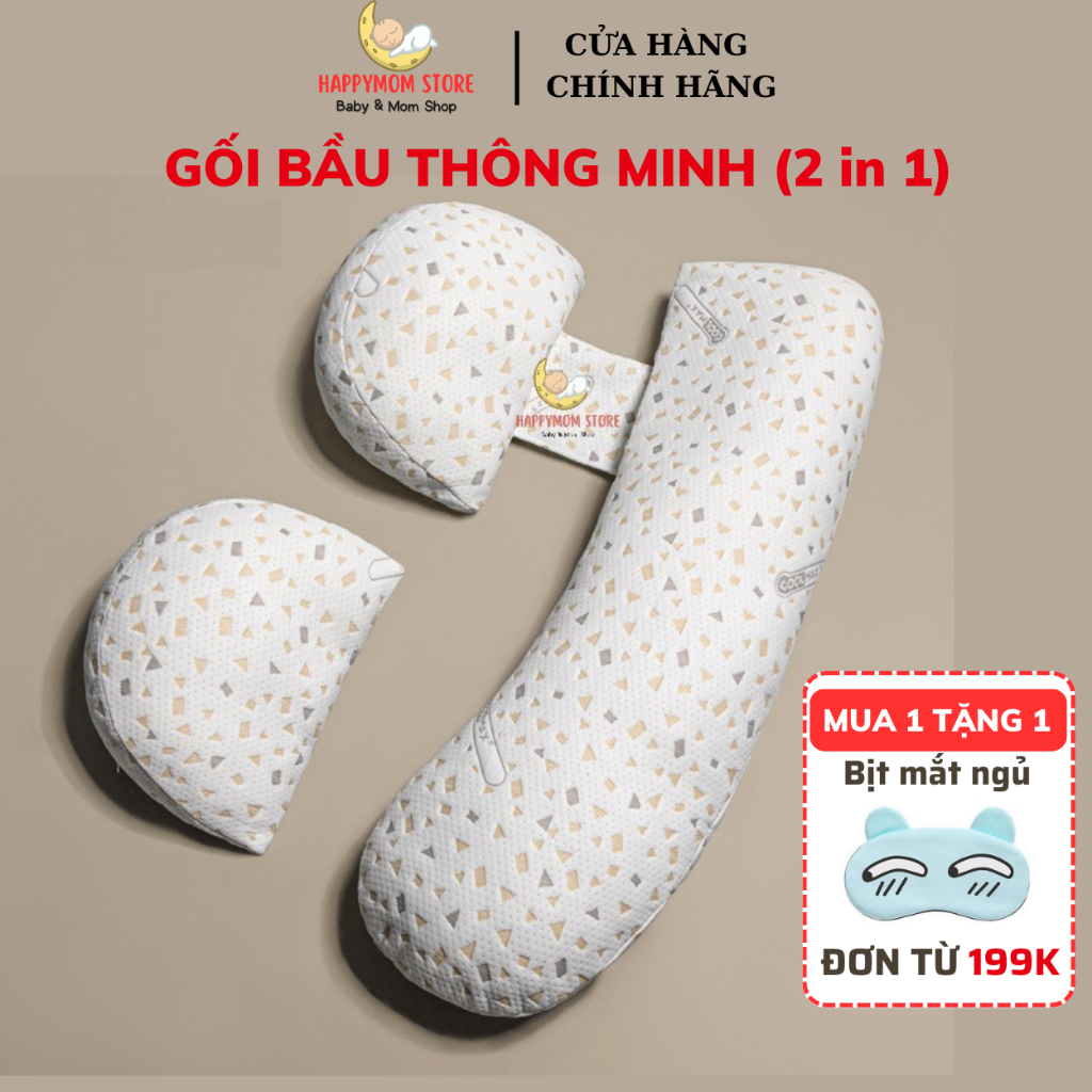 Gối ôm bà bầu cao cấp Happymom thiết kế thông minh 2 trong 1