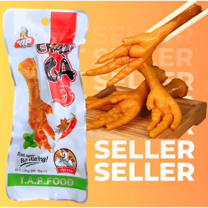 Combo 10 Chân Gà Cay Việt Nam- Chân Gà Đỏ Gói 35gr - VỊ TỨ XUYÊN- TAP Food - Giòn dai thơm ngon -