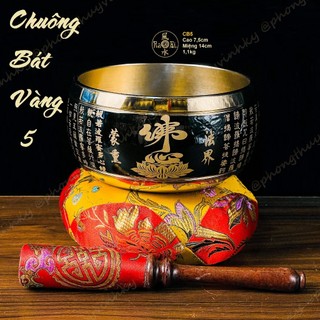 Chuông Bát Vàng CB5 14cm - Vật Phẩm Thờ Cúng Đồng Vĩnh Tiến Chất Lượng Cao