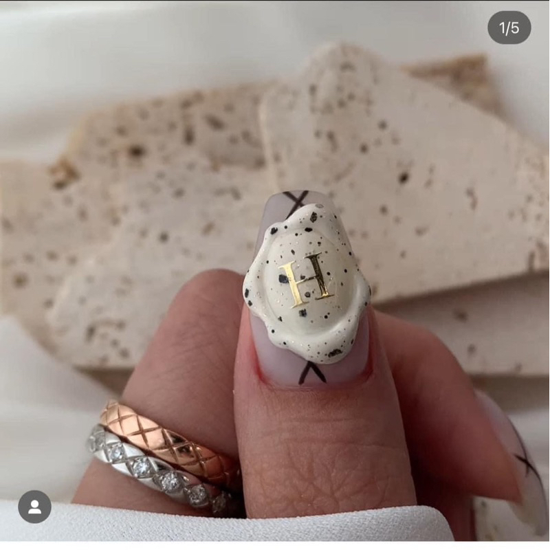 Sticker dán móng tay chữ cái ABCD và bảng số thứ tự kim loại màu Vàng & Bạc