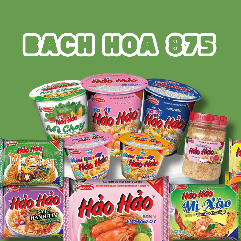 Mì Tôm Hảo Hảo vị Chua cay/Sa tế hành tím/Sườn heo/Gà vàng/Mì xào chua ngọt/Mì chay/Mì xào tôm hành (75g/gói),