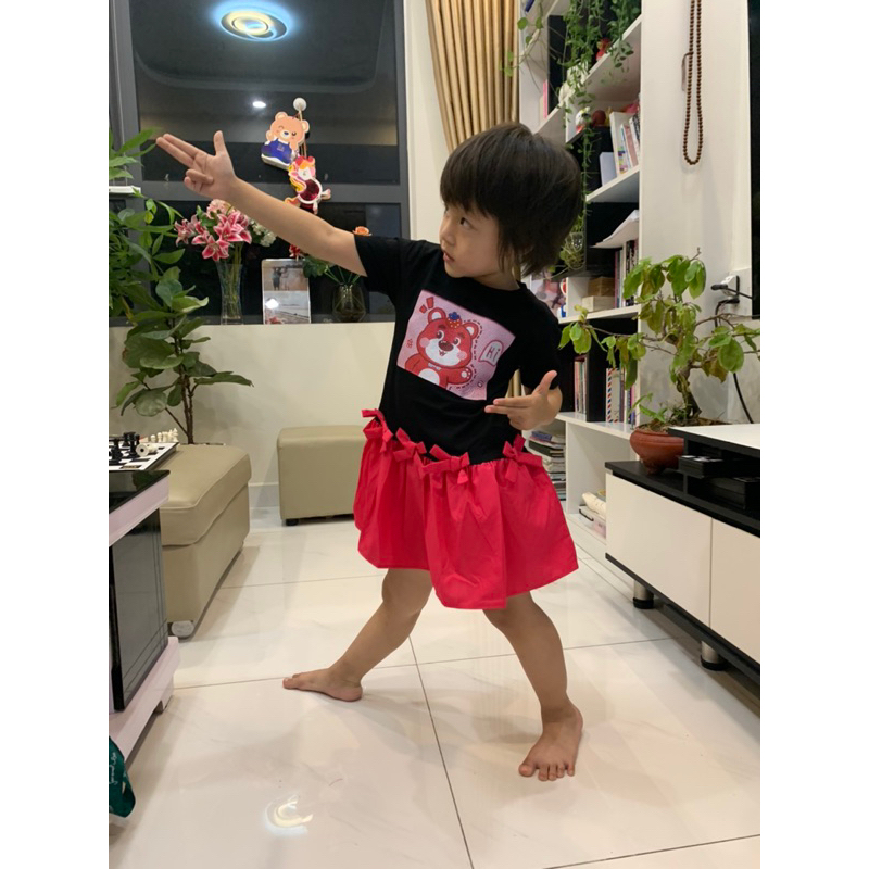 Váy gấu dâu cho bé gái siêu mềm mát siêu dễ thương Cỏ fashion