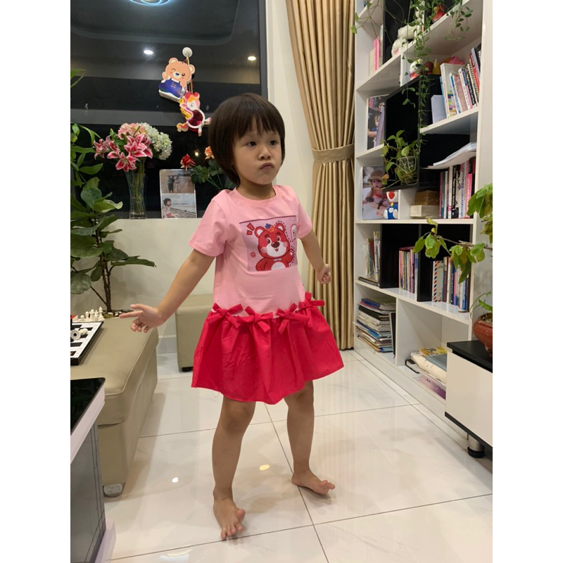 Váy gấu dâu cho bé gái siêu mềm mát siêu dễ thương Cỏ fashion