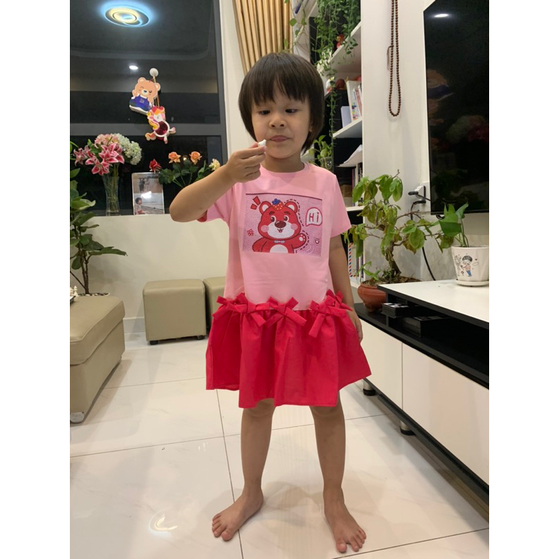 Váy gấu dâu size lớn cho bé gái siêu dễ thương siêu mềm mát