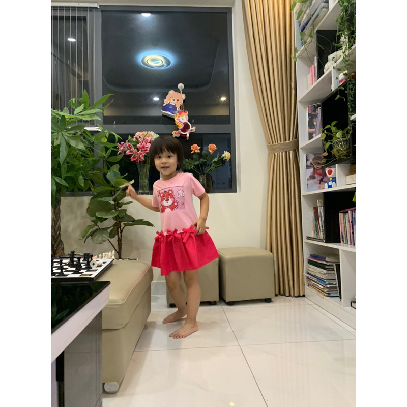 Váy gấu dâu size lớn cho bé gái siêu dễ thương siêu mềm mát