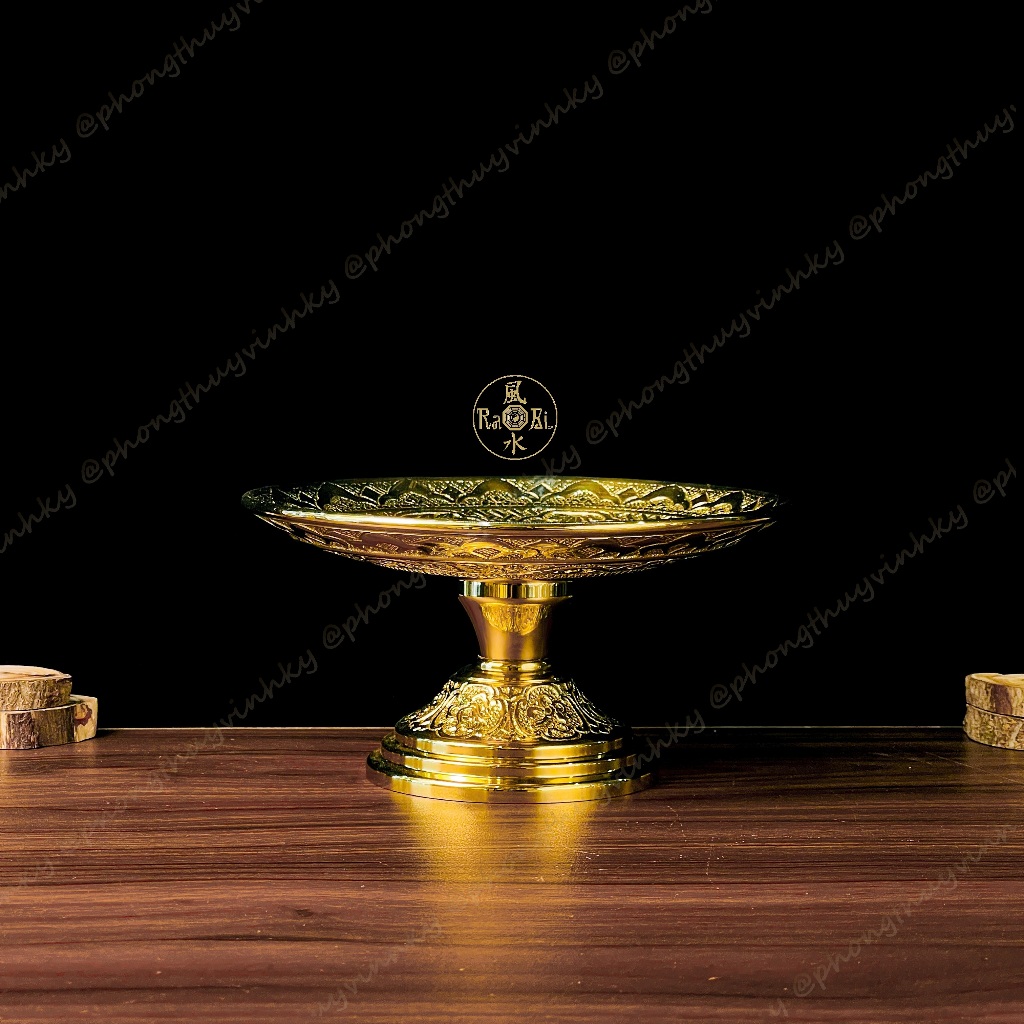 Dĩa Trái Cây Chân Cao Mặt Dĩa 17cm - Vật Phẩm Đồng Thờ Cúng Vĩnh Tiến Chất Lượng Cao