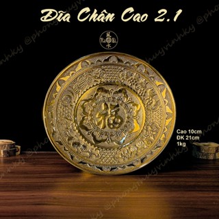  Dĩa Trái Cây Chân Cao Mặt Dĩa 21cm - Vật Phẩm Đồng Thờ Cúng Vĩnh Tiến Chất Lượng Cao 