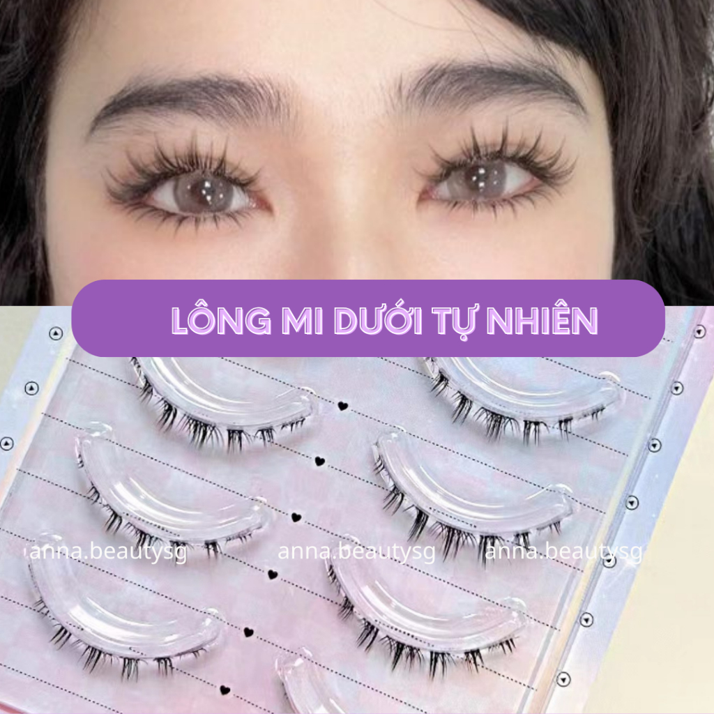 Lông mi dưới gân trong tự nhiên trong suốt hộp xanh cao cấp, mi gân trong tái sử dụng nhiều lần