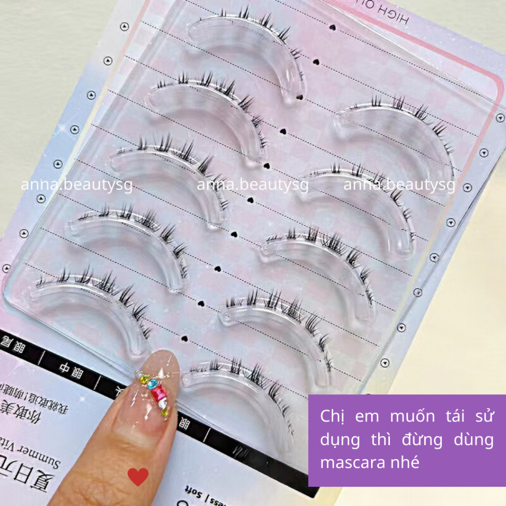 Lông mi dưới gân trong tự nhiên trong suốt hộp xanh cao cấp, mi gân trong tái sử dụng nhiều lần