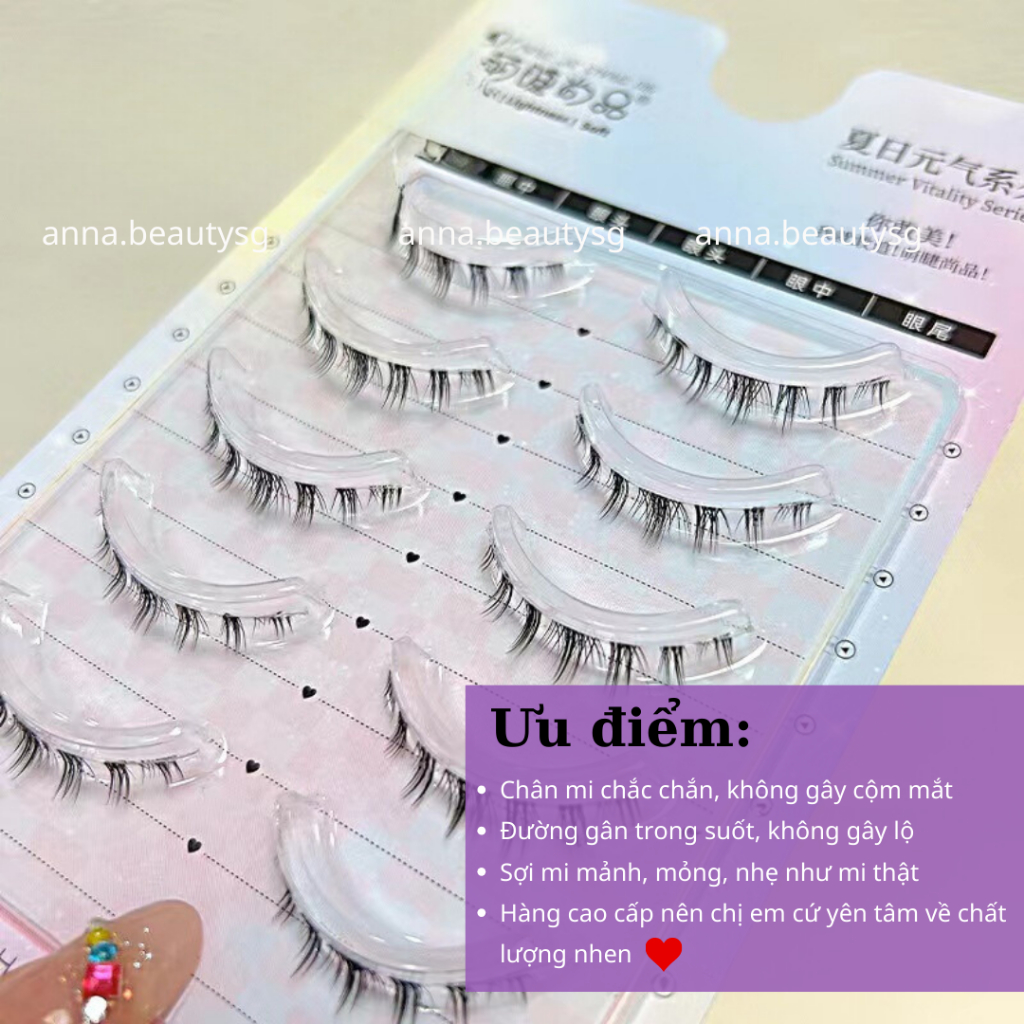 Lông mi dưới gân trong tự nhiên trong suốt hộp xanh cao cấp, mi gân trong tái sử dụng nhiều lần