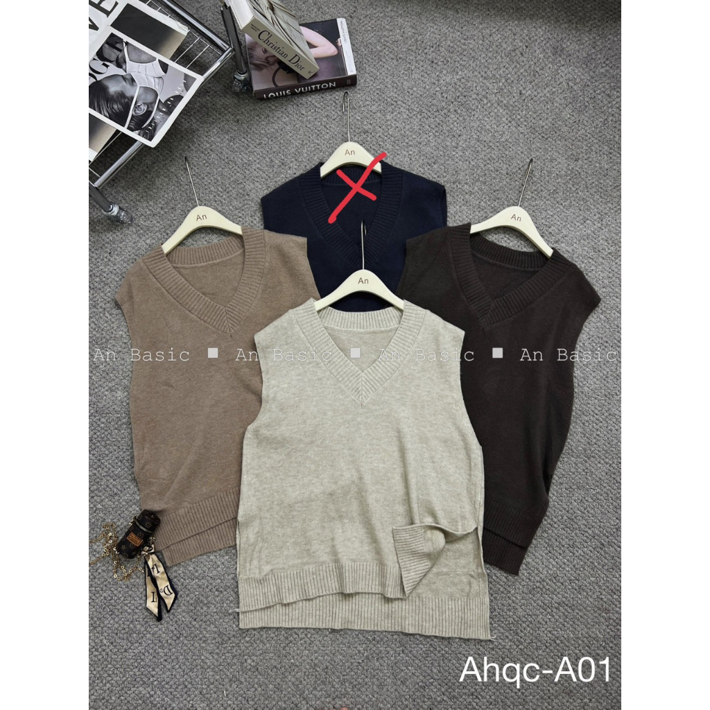 Áo gile len xẻ vạt form rộng trùm vai,áo ghi lê form rộng phong cách hàn quốc - Sammy House-  GilexevatA01 P13K10