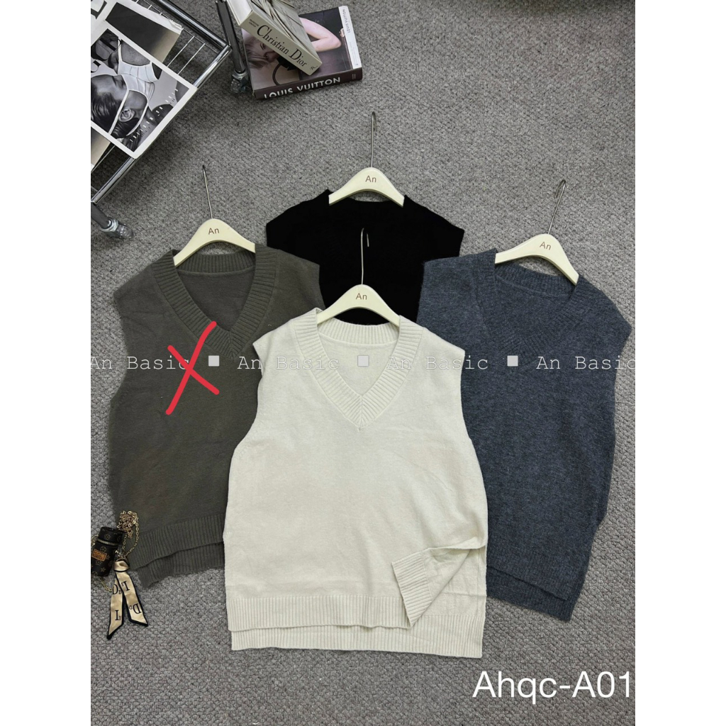 Áo gile len xẻ vạt form rộng trùm vai,áo ghi lê form rộng phong cách hàn quốc - Sammy House-  GilexevatA01 P13K10