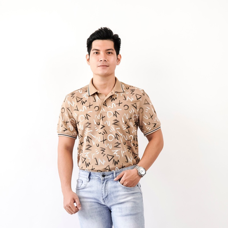 Áo polo nam tay ngắn áo thun nam có cổ in hình LV vải cotton cao cấp không xù lông form chuẩn mầu đen trắng thun lạnh