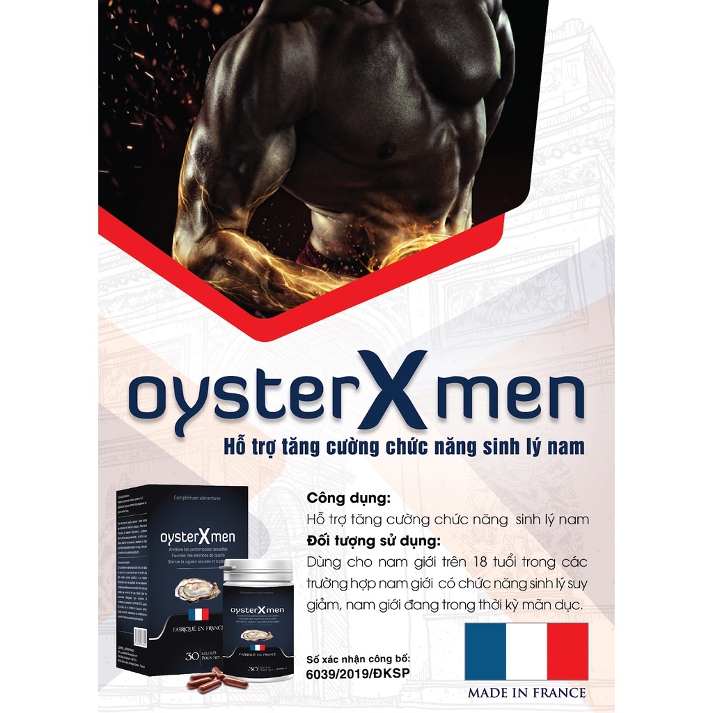 Viên uống tăng cường sinh lý nam Oyster Xmen chiết xuất tinh chất hàu biển bồi bổ cơ thể-nhập khẩu Pháp (30 viên)